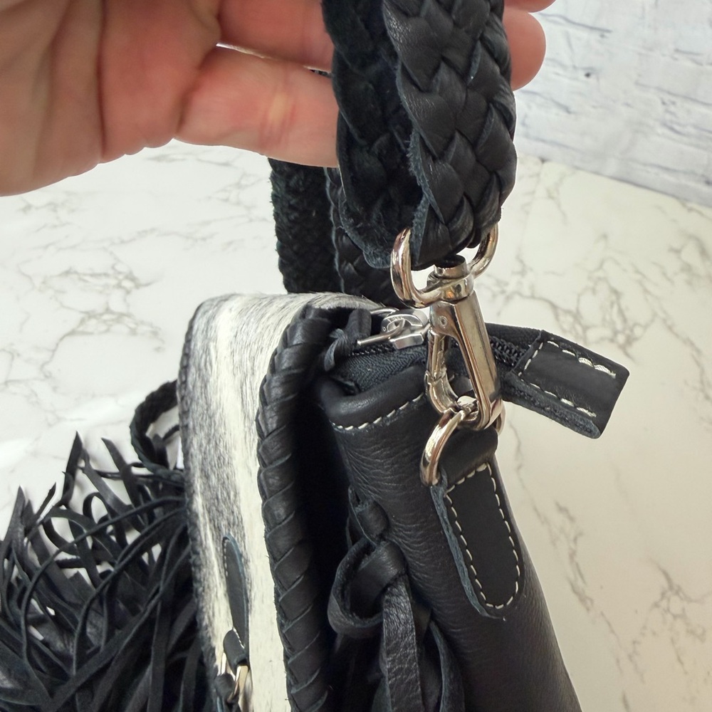 NWT: The Nancy Crossbody Genuine Hairon Cowhide Leather Tassel - Picture 6 of 6
